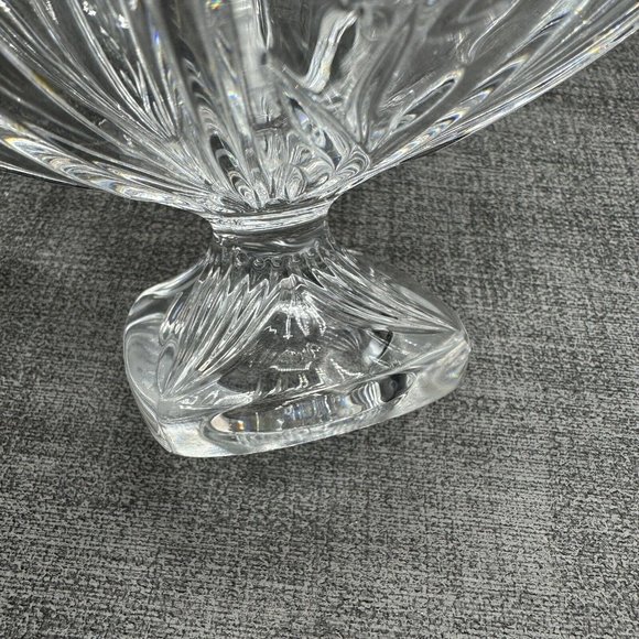 Vintage Crystal Bowl Candy Dish Footed Square Pedestal 24% Lead Czech Floral - Picture 7 of 12